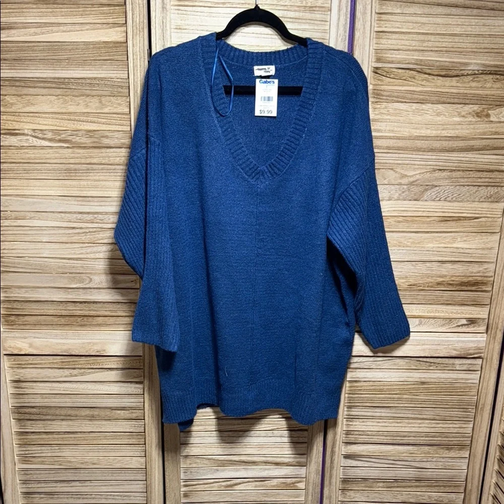 Terra & Sky Women's Deep Blue V-Neck Sweater New With Tags Size 3X